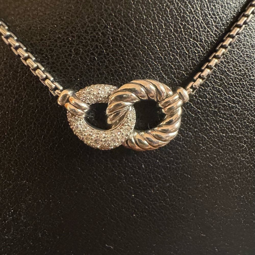 David Yurman Double Circle Diamond Necklace SS 925 from the Belmont Collection.